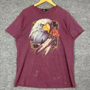1992 3D‎ EMBLEM AMERICAN BIKER Bald Eagle Threadbare Distressed Vintage large
